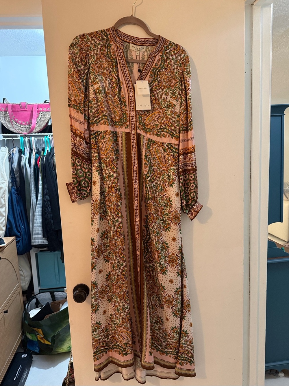 Hale Bob Pink Paisley maxi dress